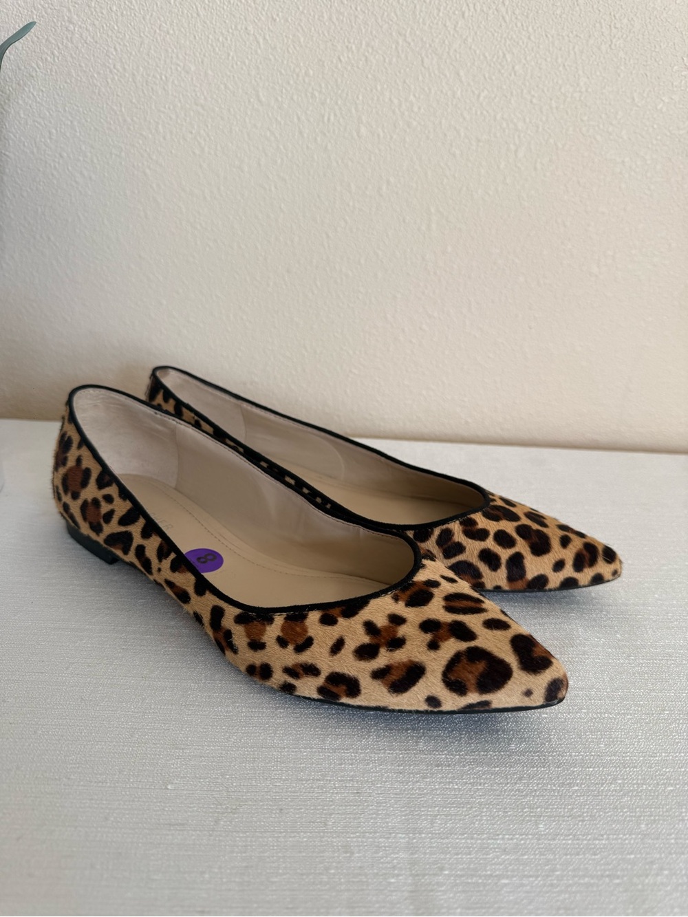 Marc Fisher Leopard Print Calf Hair Pointed Toe Ballet Flats - Women